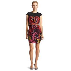 Trina Turk L.A Women's Mock Strapless Watercolor‎ Dress Size 8 Wool / Silk USA